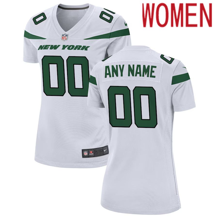Women New York Jets Nike White Custom Game NFL Jersey->youth nfl jersey->Youth Jersey